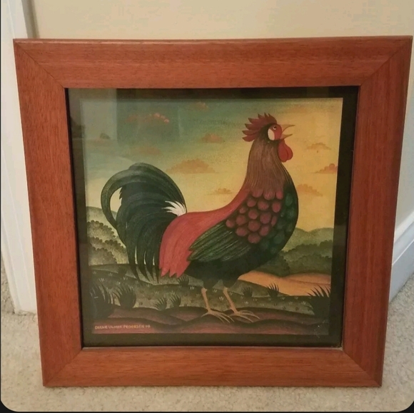 Diane Ulmer Pedersen Other - Diane Ulmer Pedersen 98 Rooster Print Wooden Frame